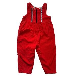 Sesame Street Vintage Y2K Baby Girl Red Corduroy Cotton Overalls Size 3T